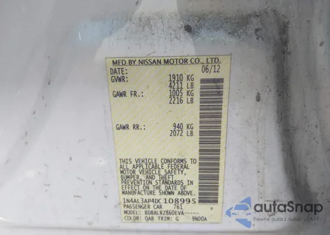 2013 Nissan Altima 2.5 S из США, поврежденный, VIN 1N4AL3AP4DC108995